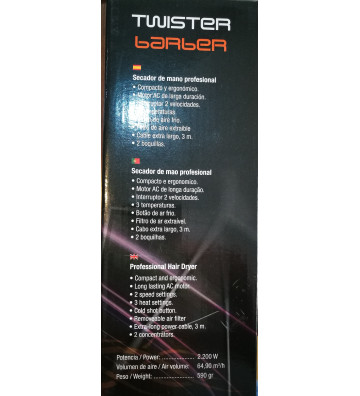 Secador de Pelo Profesional Twister Barber - 2200W